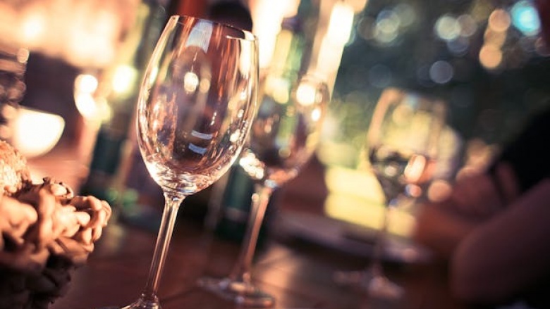 Weinglas Auf Restauranttisch Weinglas Auf Restauranttisch